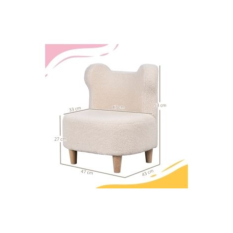Fauteuil enfant 47x43x53 cm en bois et tissu peluche beige, facile à monter, pour chambre FloraGrace (1/5)