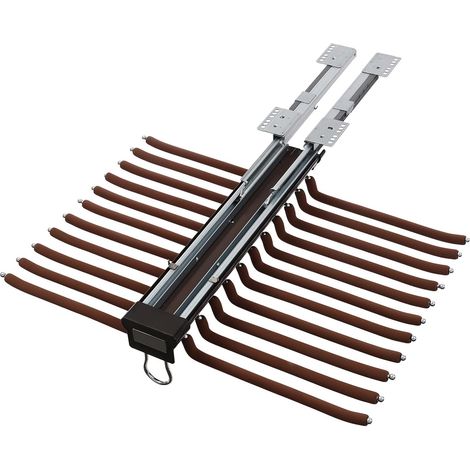 HAUTOUR Lot de 22 barres de suspension extensibles pour pantalons - Convient pour placards, buanderies, débarras, balcons, cuisines, 59 x 46 x 9,5 cm, café (1/5)