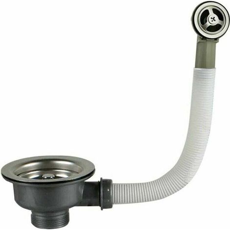 Bonde d'Évier avec Trop-Plein Panier Inox 114 mm 1½ - Acier Inoxydable + ABS (1/4)