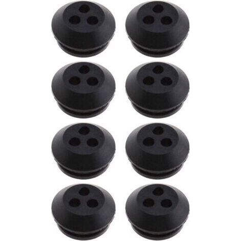 Lot de 8 joints de réservoir de carburant à 3 trous en caoutchouc noir, diamètre de trou de 5 mm, pour remplacement de souffleur, débroussailleuse, tondeuse à gazon (1/4)