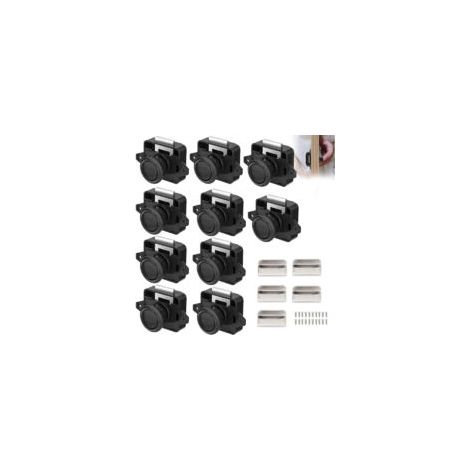 10-teiliges Wohnmobil-Schloss-Set, Türschloss mit Druckknopf aus Metall, Möbelschloss, Schrankschloss, Knaufschloss, Türbefestigung für Wohnmobil, Wohnwagen, Yacht, Schwarz - Crezuo