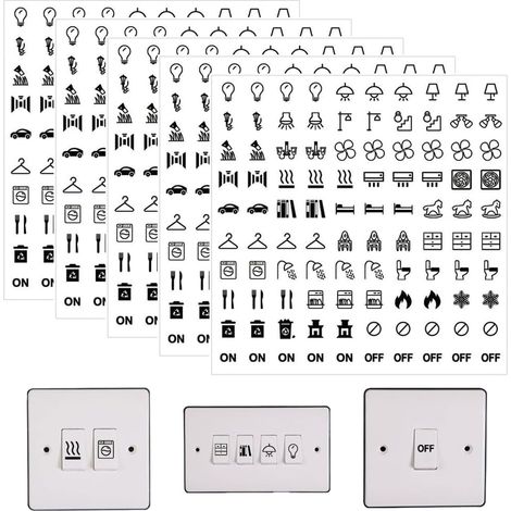 Autocollants de panneau d'interrupteurs, Lot de 500 étiquettes autocollantes pour interrupteurs autocollants noirs étiquettes de marquage pour éclairage domestique adaptées à un usage à domicile (1/5)