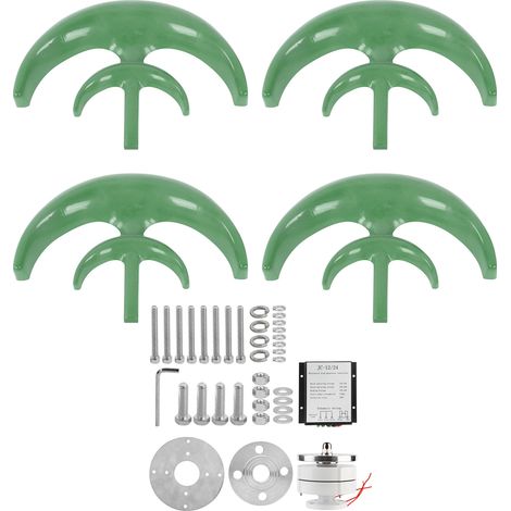 Éolienne 400W 12V avec contrôleur, 4 pales, double étage, forme de lanterne verte, générateur de vent décoratif pour jardin. (1/5)