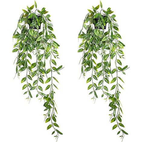 Plantes murale suspendues 2 pièces, fausses plantes d'intérieur de décoration artificielles, pois mange-tout (1/5)