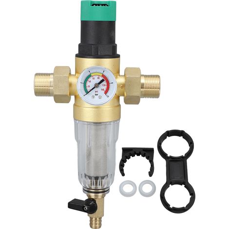Réducteur de pression d'eau en laiton, connecteur G1 G1/2 avec jauge, régulateur de filtre de 40 microns pour appareils domestiques (1/5)