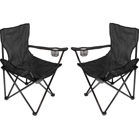 2 × Campingstuhl Klappstuehle mit hoher Lehne Faltstuhl Regiestuhl Anglerstuhl Faltstuhl 5 Farbe [Schwarz]