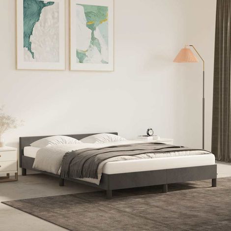 Bed Frame without Mattress Dark Grey 180x200cm Super King Velvet vidaXL (1/5)