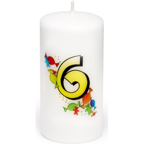 Garronda Geburtstagskerzen mit Motiv 6 Jahre 6x12cm und 24 Std. Brenndauer Geschenk für Mädchen & Jungen zum Kinder oder Erwachsener Geburtstag GD-0076 (1/4)