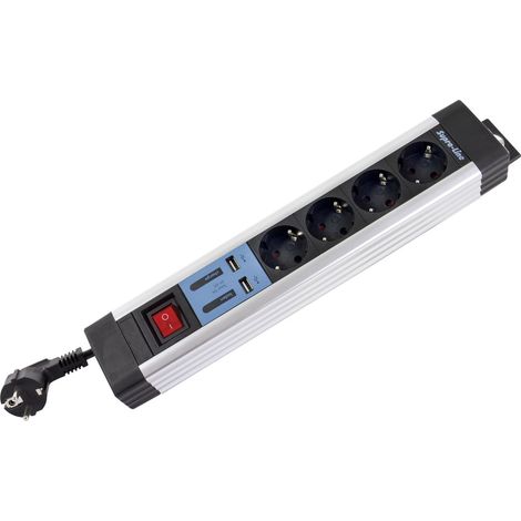 REV Steckdosenleiste 4-fach + KS USB SupraLine Schalter schwarz
