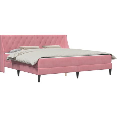 Maison Exclusive - Struttura letto con materasso Rosa 200 x 200 cm Velluto (1/5)