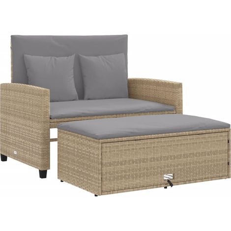 Maison Exclusive - Divano da Giardino con Cuscini a 2 Posti Beige in Polyrattan