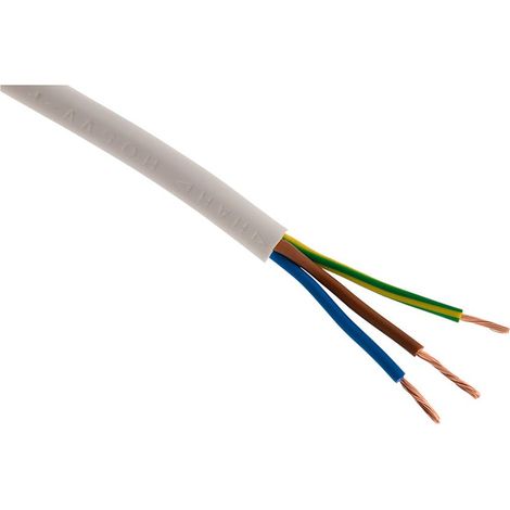 Câble d'alimentation électrique H05VV-F 3G1mm² Blanc - 10m