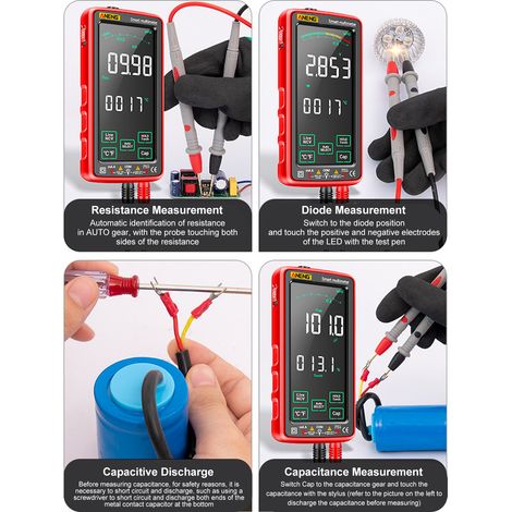 Multimètre numérique plein écran VA LCD, testeur de courant de tension de résistance à plage automatique, 6000 points. (1/5)