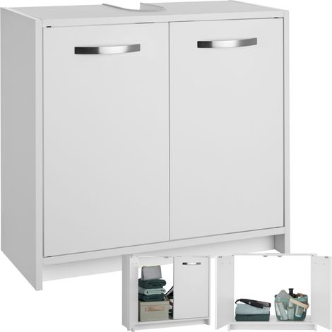 Meuble sous-lavabo spacieux avec capacité de charge 20 kg blanc