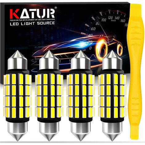 C5W LED Bulb, 39 mm 1.54 Inches Festoon LED Canbus 12 V 24 V 6000 K Xenon White 6411 6413 6423 6461 DE3425 DE3423 Car Dome Card Trunk Courtesy Light, 4pcs (1/5)