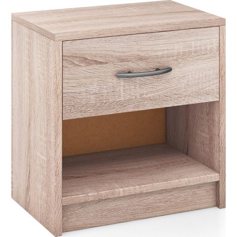 Comodino con cassetto ripiano aperto Tavolino da notte compatto Naturale (1/5)
