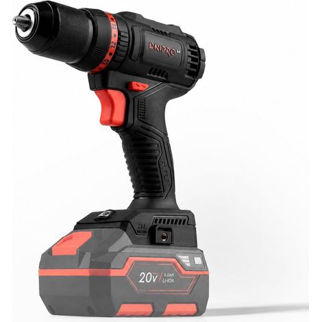 Dnipro-M Taladro Atornillador CD-201HBC Compact, Motor Brushless 20V 45Nm, 2 Velocidades, 20+3 Posiciones de Par, Portabrocas 13mm, Solo 0,9 kg (1/5)