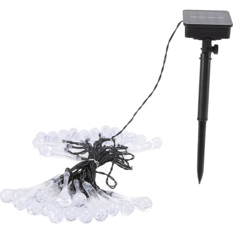 Guirlande lumineuse solaire goutte d'eau 6,4 mètres 30 LED étanche économe en énergie pour extérieur cour blanche (1/5)