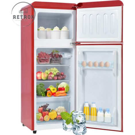 Réfrigérateur rétro 2 portes 92L – Congélateur 28L – Dimensions 105,5cm x 41cm – Étagères en verre – Lumière LED – Classe F – Niveau sonore 45dB - 5cmx41cm (1/5)