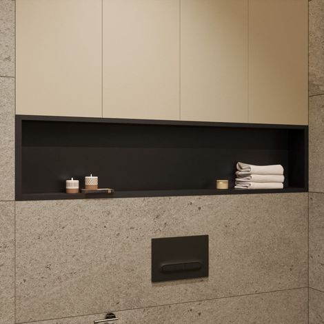 Ceramia Timeless UP-Duschbox, Edelstahl 304, 120x28x10cm, Mattschwarz