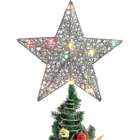 Étoile Pour Cime De Sapin De Noël - Argent Étoile De Cime Sapin De Noël Pour Décoration De Sapin De Noël H (1/5)