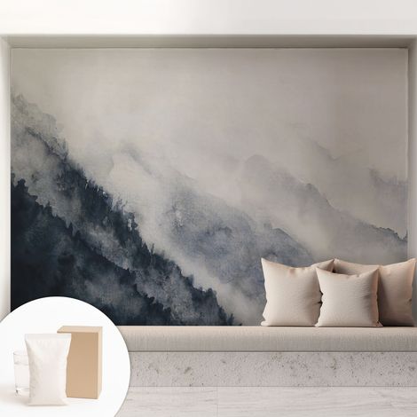 Papier peint intissé pour salon chambre à coucher peint imprimé Installation facile - Colle incluse gratuite Brume de montagne 208x146 cm (1/5)