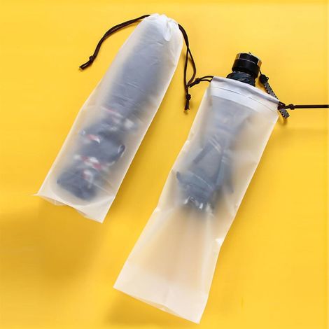 Sollbry 10pcs parapluie humide sac étui portable étanche parapluie couverture réutilisable transparent parapluie organisateurs plier parapluie sacs poche à cordon fournitures pour la maison,10 pièces( (1/5)