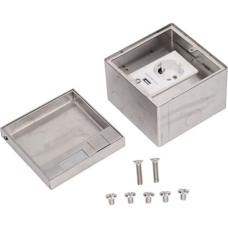 Caja de enchufe empotrada oculta, toma de corriente integrada, toma de corriente empotrada, toma de corriente de suelo con puerto USB, enchufe europeo de 250 V (1/4)