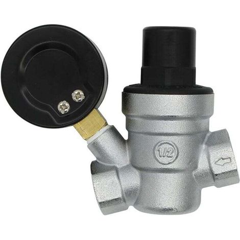 Valvola di riduzione della pressione dell'acqua DN15, regolatore di pressione dell'acqua con manometro da 1/2 pollice (DN15) (1/3)
