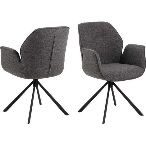 Fauteuil repas 60x58,5x91 cm en tissu bouclette gris foncé (1/5)