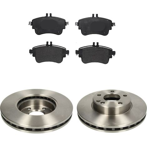 KIT FRENI ANTERIORI compatibile con MERCEDES-BENZ CLASSE A (W176) - DISCHI + PASTIGLIE OEM: P 50 094 , P 50 093 / 18208 , 18209 , 18235 /SOSTITUZIONE DIRETTA/BASSA POLVERE/SILENZIOSO