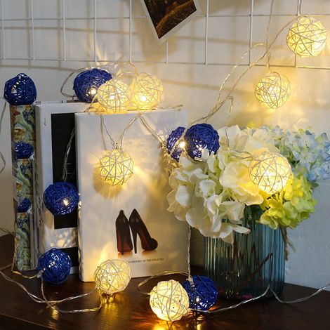 Guirlande Lumineuse LED Boule en Rotin - 3 M - 20 Ampoules - USB - Décoration Intérieure Extérieure - 1 Pièce (1/5)