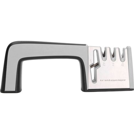Messerschärfer mit 4 Köpfen, schnelle, sichere und komfortable Anwendung, rutschfest, Küchenhelfer für Messer und Scheren (1/5)