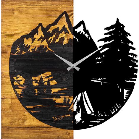 Reloj de pared de madera, decoración natural. Clock Nuez Negro (1/5)