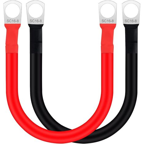 Battery Cable with Lug Cable 12 V 24 V Battery Inverter Cable 16mm² 5AWG SC25-8 for Car, Truck, Solar, Boat, Motorcycle, 50 cm
