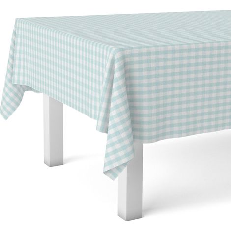 Nappe Toile cirée Lavable carrée 140x140 cm Vichy Turquoise (1/4)