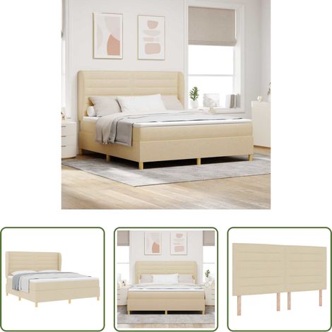 Matratze - Boxspringbett mit Matratze Creme 200 x 180 cm Stoff (1/5)