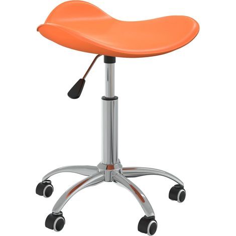 Tabouret de coiffeur à roulettes, en similicuir orange (1/5)