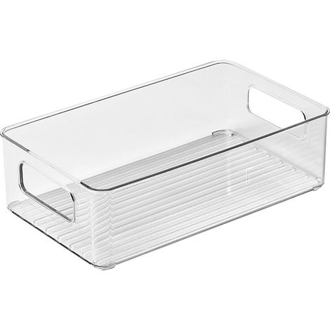 Organisateur de Maquillage Générique PET Boîte de Rangement Transparente à Rayures pour Bureau Cosmétiques et Bijoux (1/5)