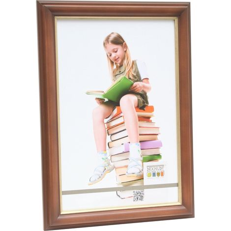 Style Classique Cadre Photo Résine Bois Clair/Brun 20,6 x 16,3 x 1,9 cm