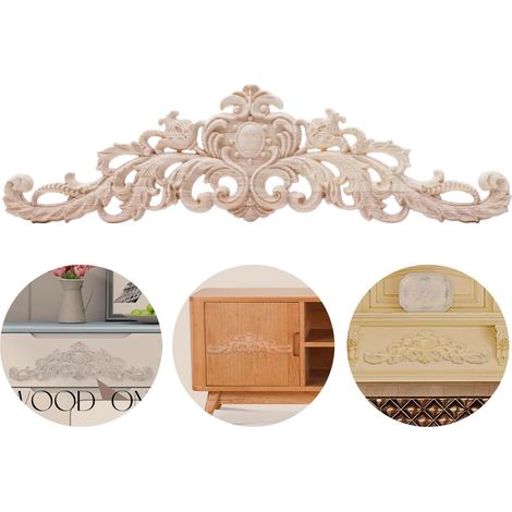 2 appliques bois sculpté non peintes, décoration meuble, porte, fenêtre ou lit style 3