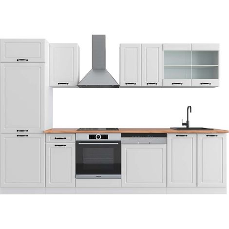 Cuisine R-Line, Blanc campagne/blanc, 300 cm , PT Chêne, Vicco