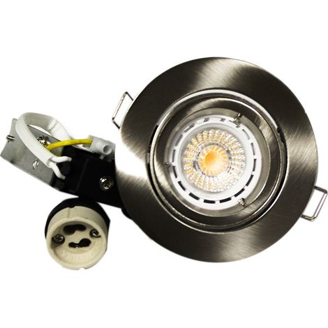 Kit compuesto por un GU10 5W, un soporte y una base LED de color: Blanco cálido (2800-3200K) - Color del soporte: Metal cepillado