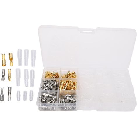 Kit de 360 connecteurs électriques mâle-femelle, cosse en laiton, bonne conductivité, bornes à sertir, assortiment. (1/5)