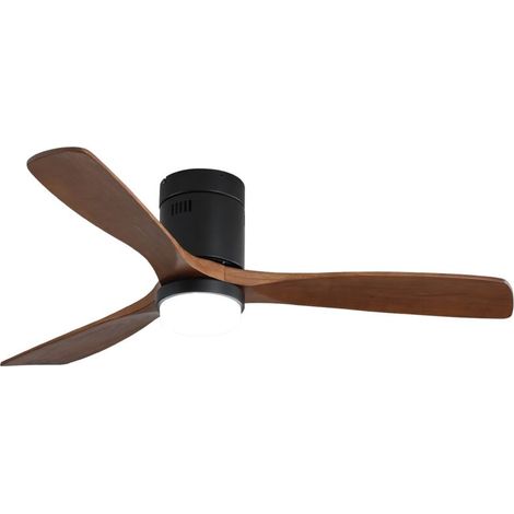 132 cm Deckenventilator für den Innenbereich mit Beleuchtung, 3 Massivholzflügeln, leisem, reversiblem Motor, Fernbedienung mit Licht – Schwarz (1/5)