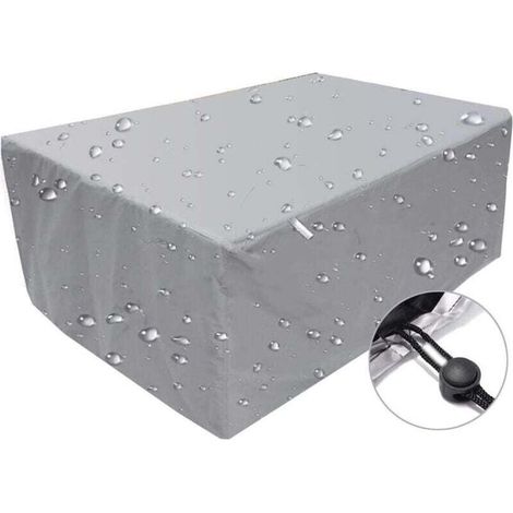 Schutzhülle für Gartenmöbel, wasserdicht, winddicht und UV-beständig, rechteckige Schutzplane aus silberfarbenem 210D Oxford-Gewebe – 231 x 231 x 30 cm (1/5)