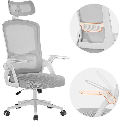 Ergonomic Mesh Office Chair Swivel Desk Chair with Flip-Up Arms Grey
