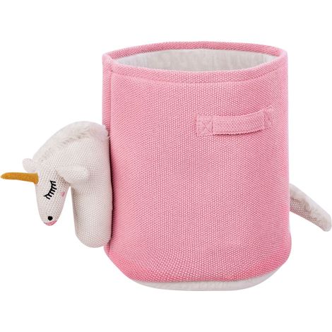 Panier de Rangement en Coton avec Licorne Chambre Enfant Accessoires Rose Narroti