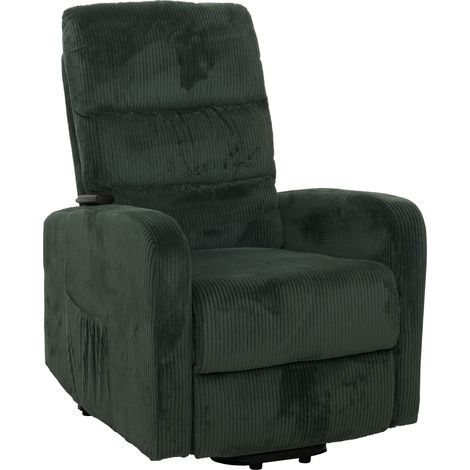 [NEUWERTIG] Fernsehsessel HHG-712, Relaxsessel TV-Sessel Liege, Liegefunktion Aufstehhilfe, Metall Stoff/Textil Cord grün (1/5)