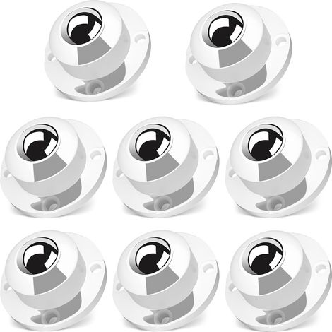 Roulettes pour Meubles, Roulettes Universelles Pivotantes à 360°, 1 Pouces Roulettes en Acier Autocollantes pour Petits Meubles, Roulettes Plates pour Petits Appareils de Cuisine (Blanc, 8 PCS) (1/5)
